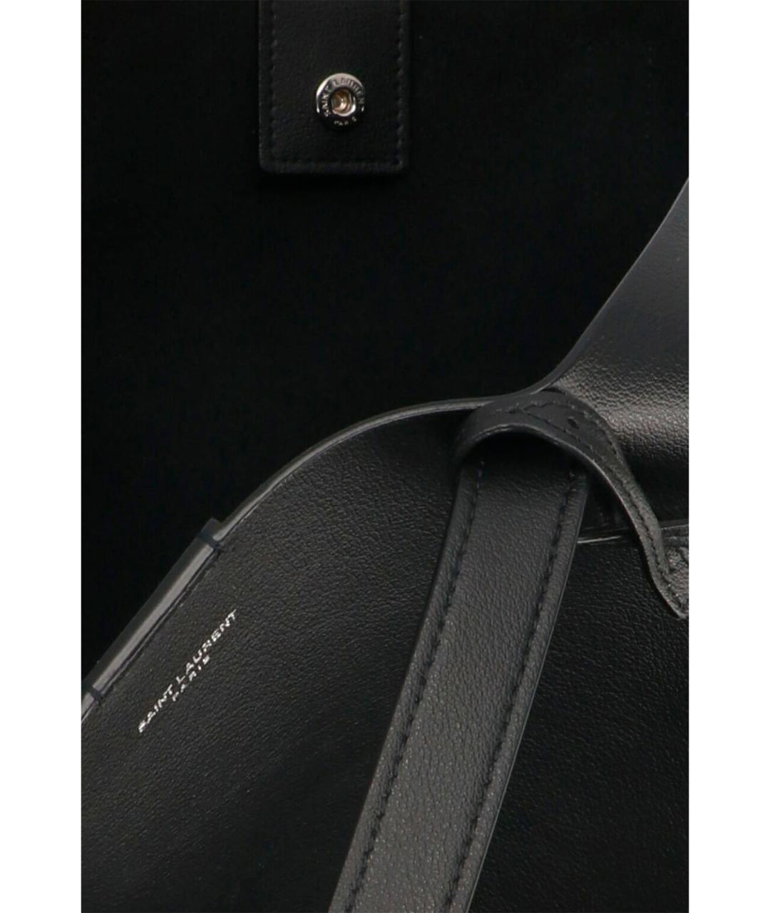 SAINT LAURENT Черная кожаная сумка тоут, фото 5