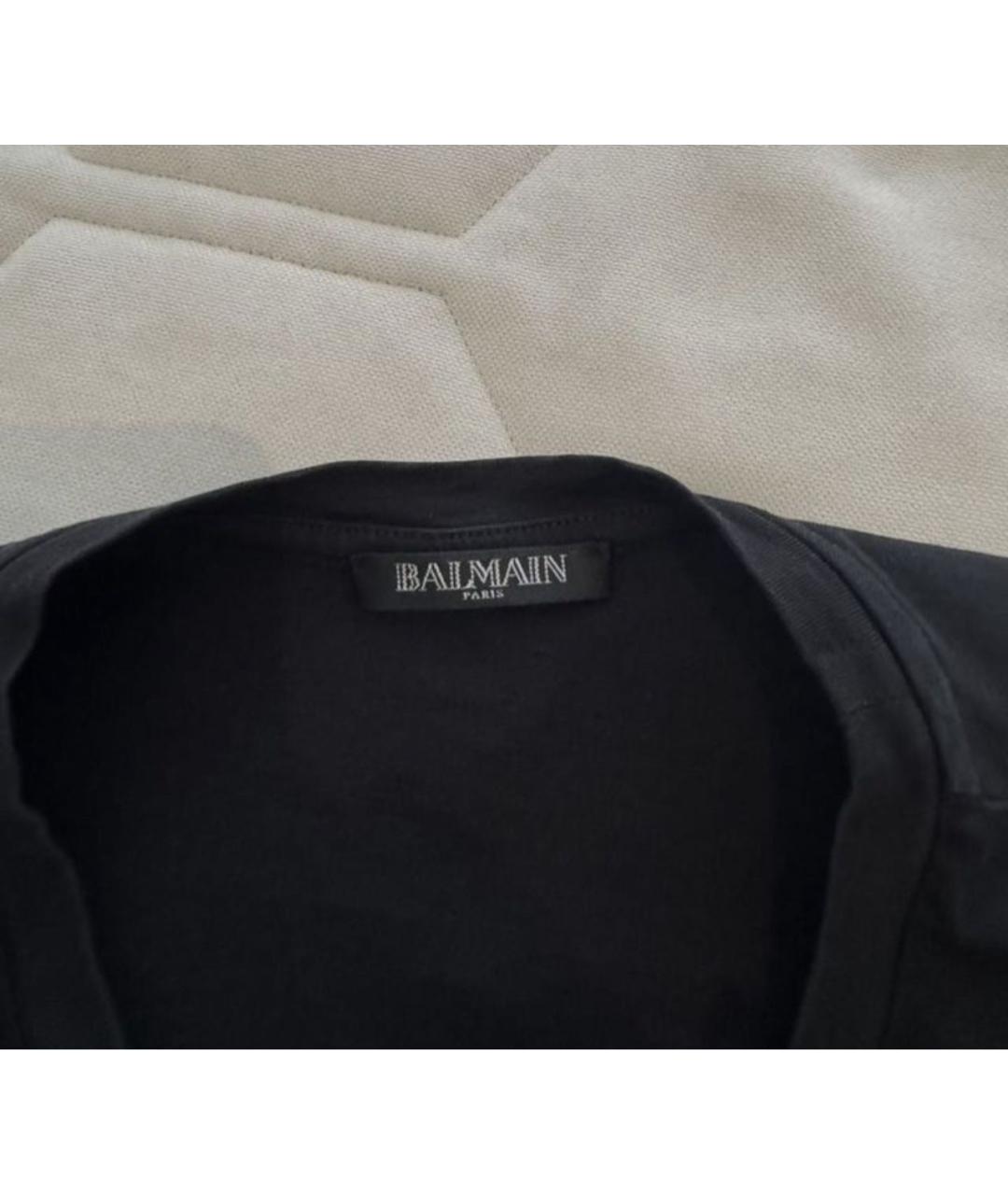 BALMAIN Черная хлопковая футболка, фото 2