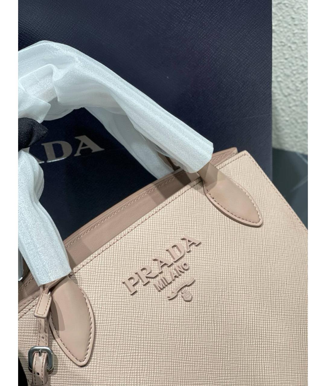 PRADA Розовая кожаная сумка тоут, фото 7