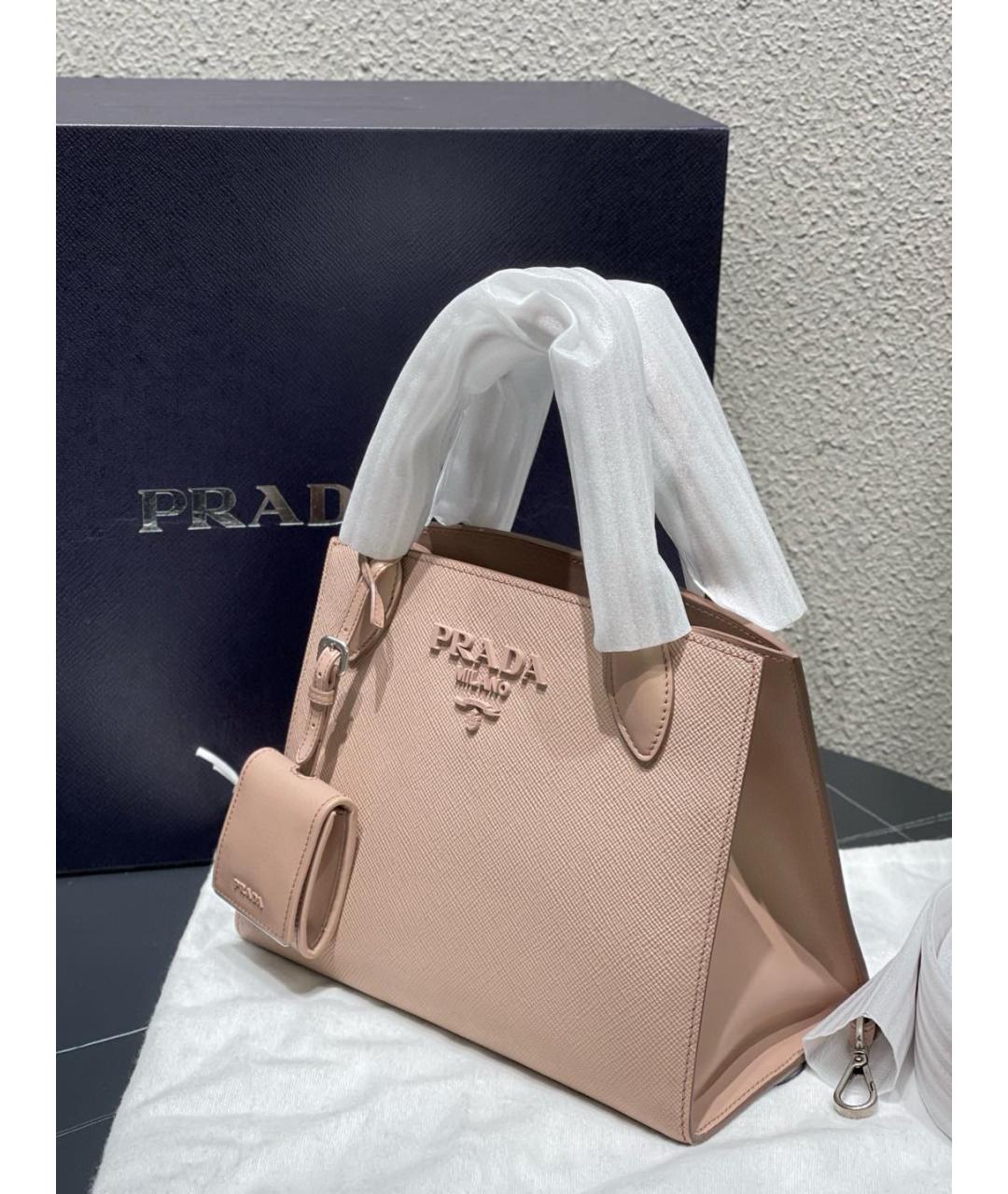 PRADA Розовая кожаная сумка тоут, фото 4