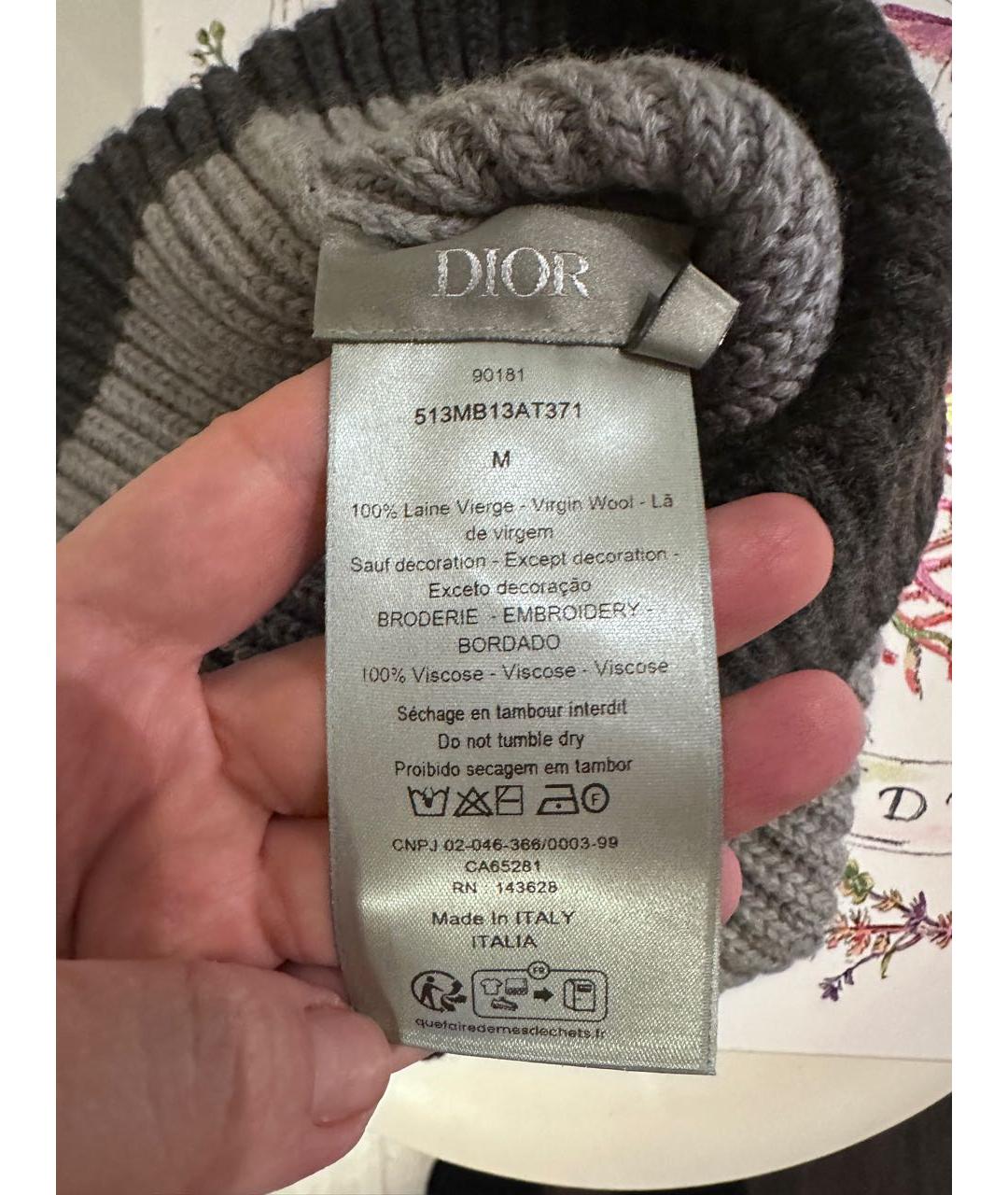 CHRISTIAN DIOR Серая шерстяная шапка, фото 4