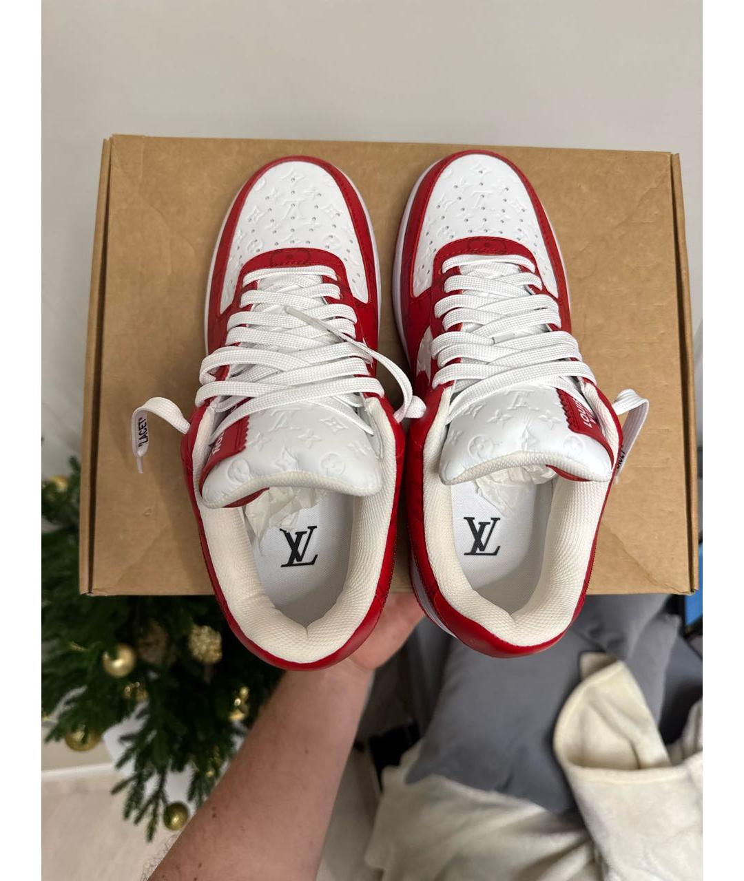 LOUIS VUITTON Красные кожаные низкие кроссовки / кеды, фото 3