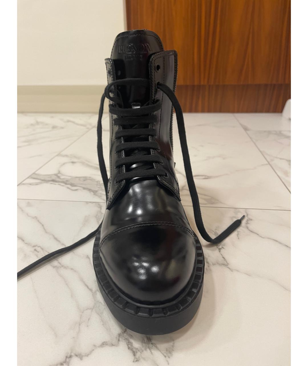 PRADA Черные кожаные ботинки, фото 2