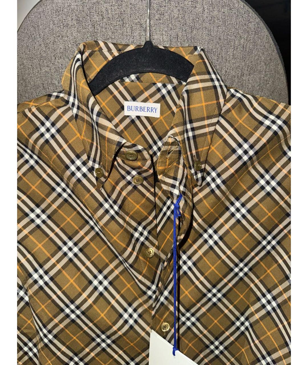 BURBERRY Хаки хлопковая рубашка, фото 3