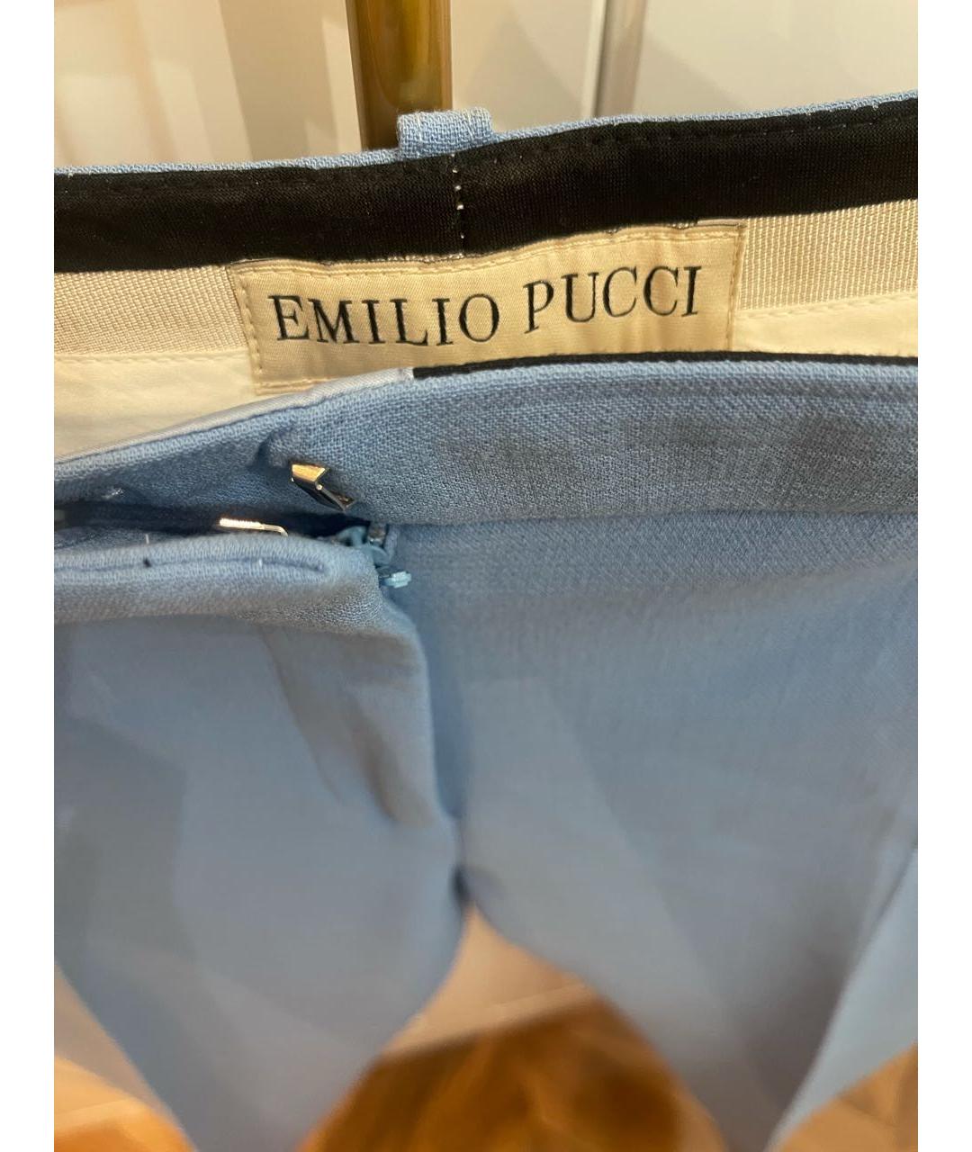 EMILIO PUCCI Голубые шерстяные брюки узкие, фото 2