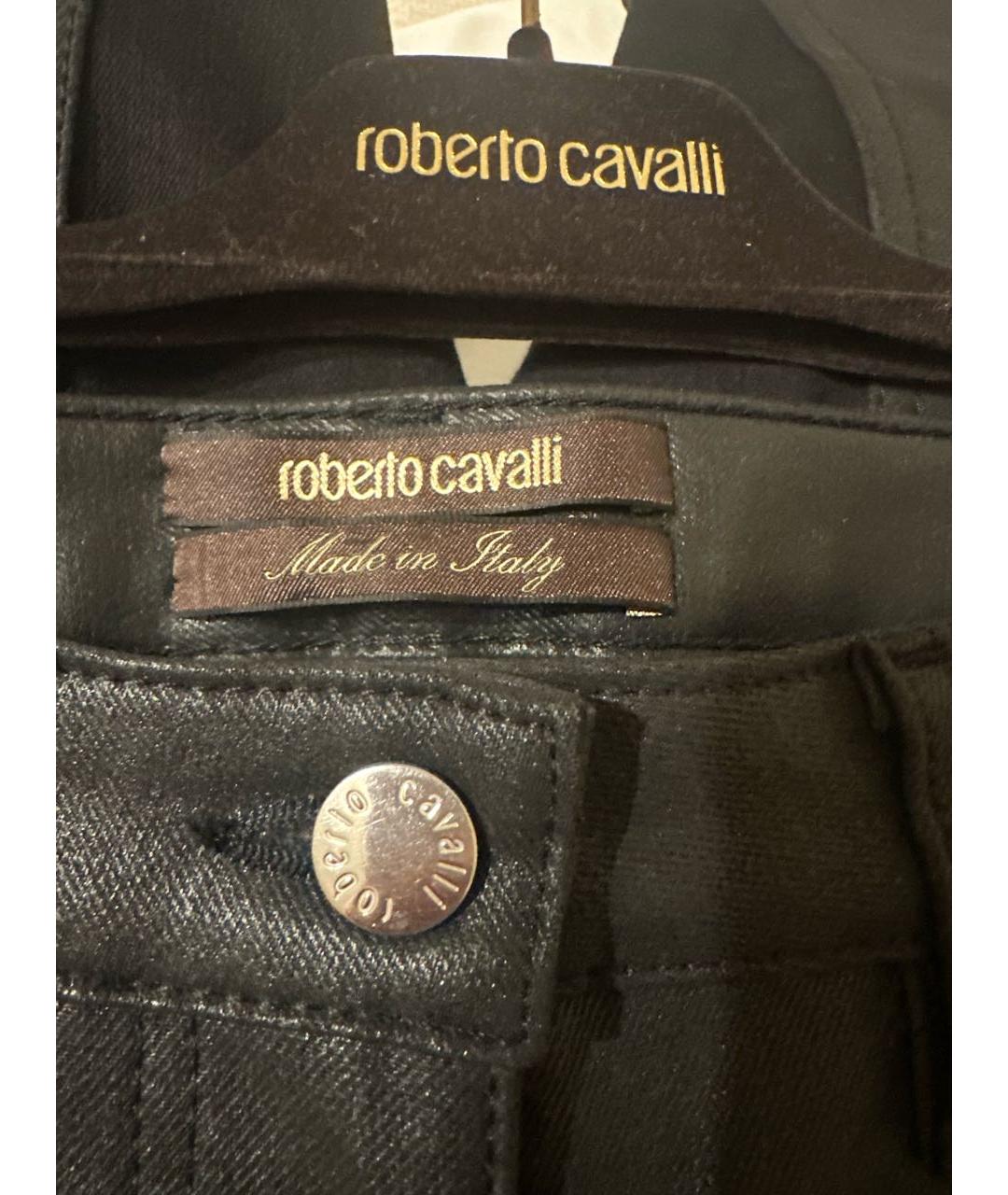 ROBERTO CAVALLI Черные хлопковые прямые брюки, фото 4