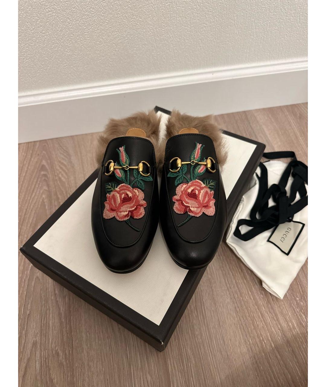 GUCCI Черные кожаные мюли, фото 2