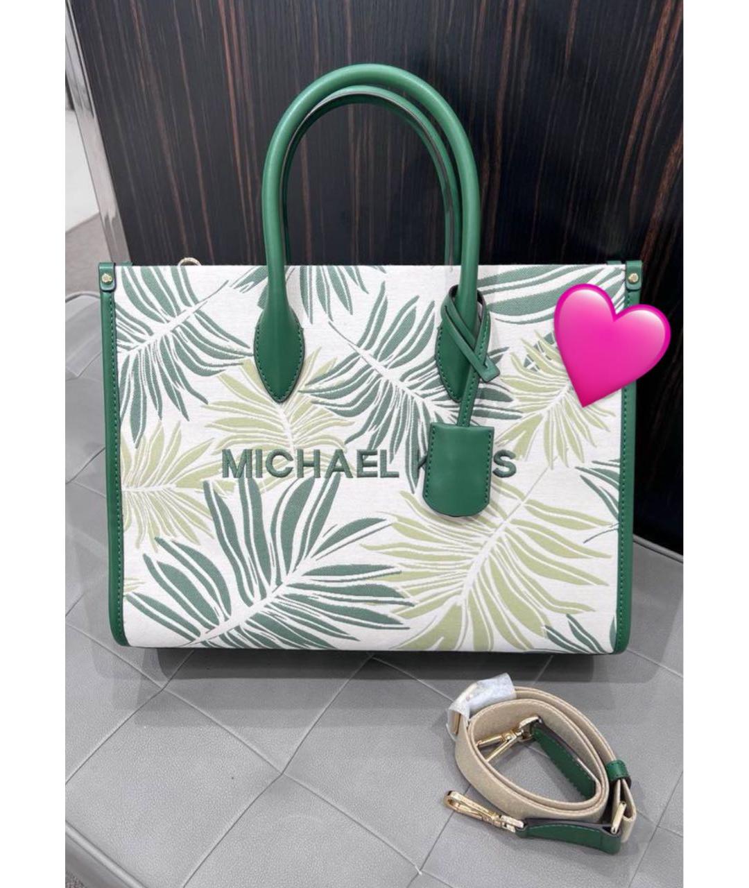 MICHAEL KORS Зеленая хлопковая сумка тоут, фото 5
