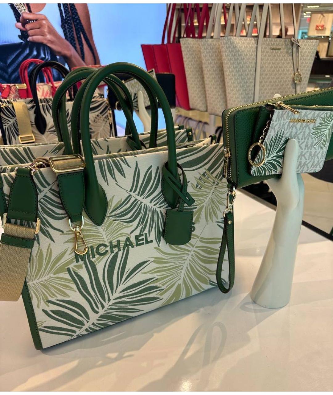 MICHAEL KORS Зеленая хлопковая сумка тоут, фото 6