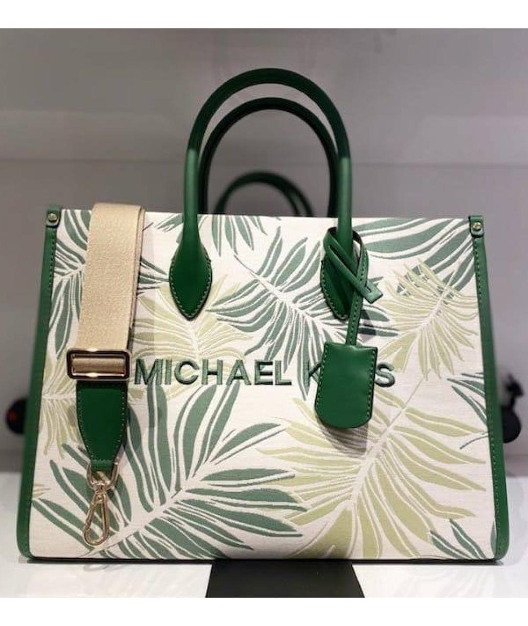 MICHAEL KORS Зеленая хлопковая сумка тоут, фото 4