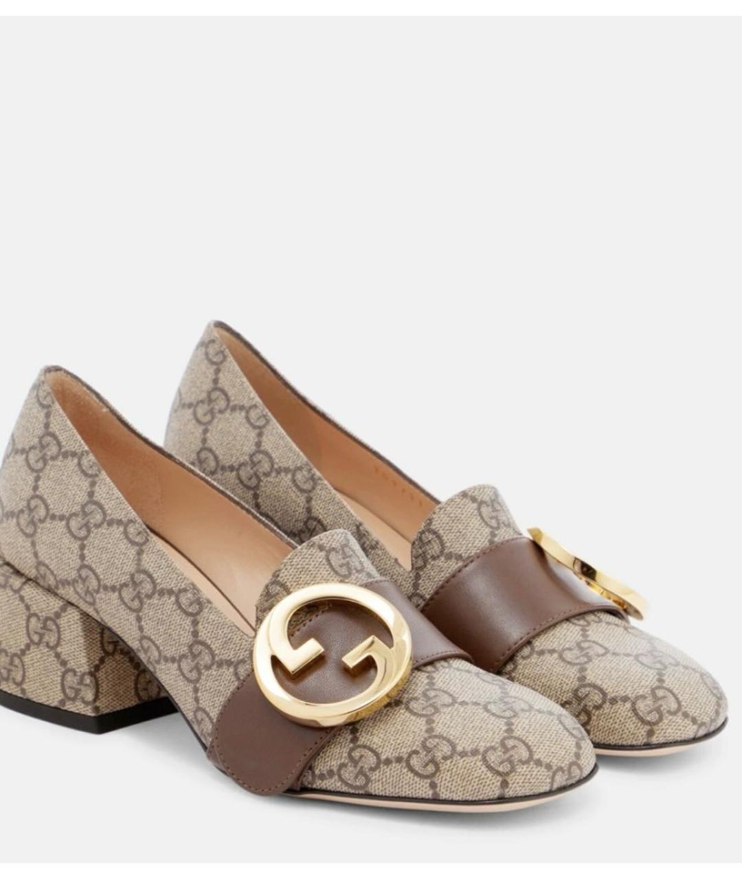 GUCCI Бежевые кожаные туфли, фото 2