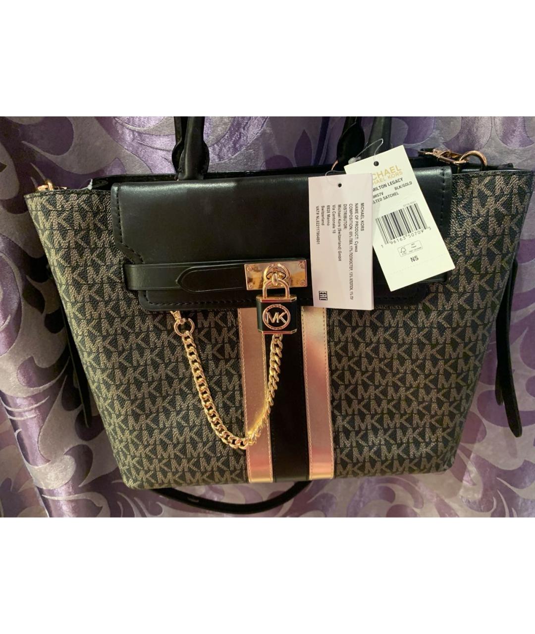 MICHAEL KORS Черная кожаная сумка с короткими ручками, фото 9