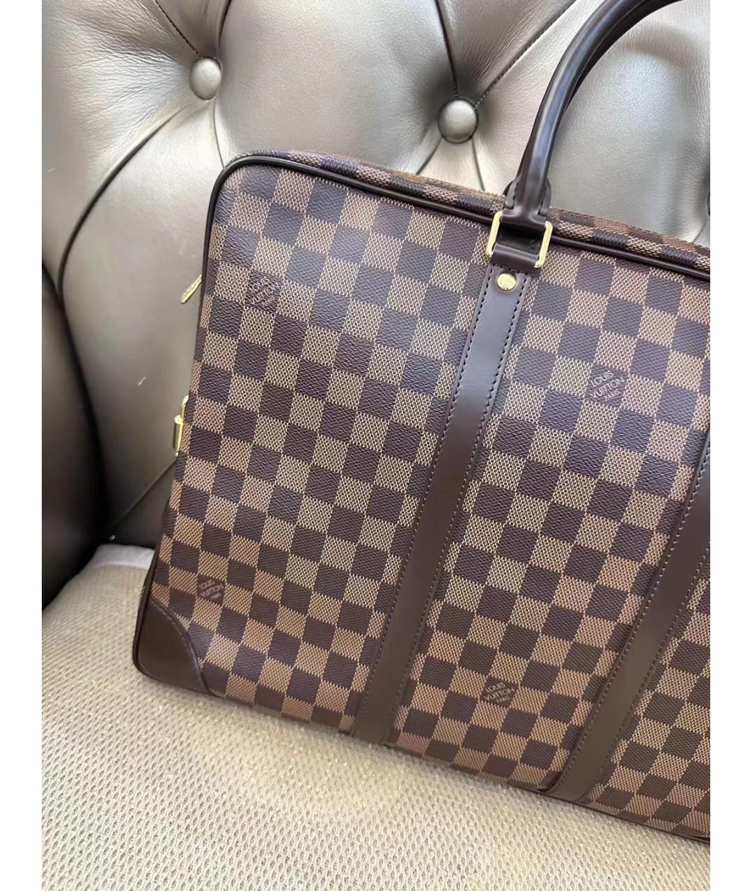 LOUIS VUITTON Коричневая кожаная сумка тоут, фото 3