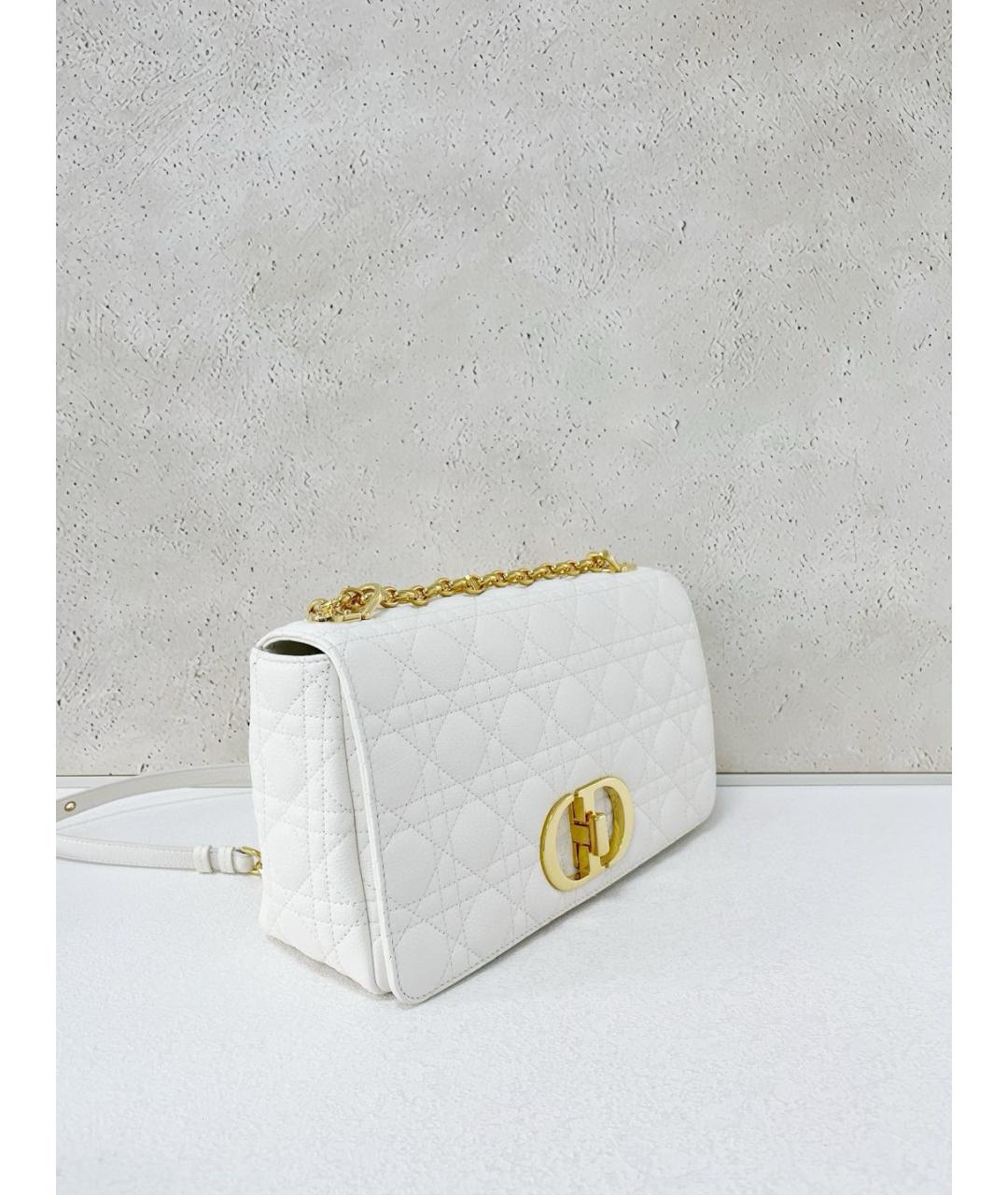 CHRISTIAN DIOR Белая кожаная сумка через плечо, фото 3