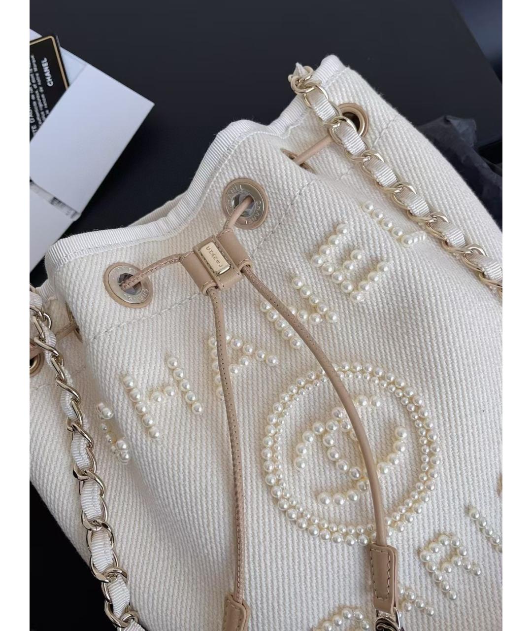 CHANEL Белая деним сумка тоут, фото 3