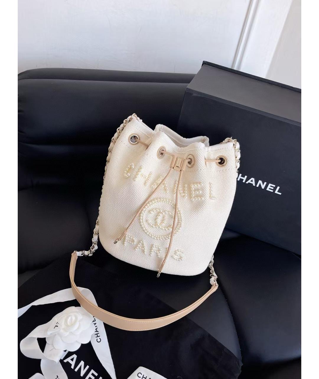 CHANEL Белая деним сумка тоут, фото 4