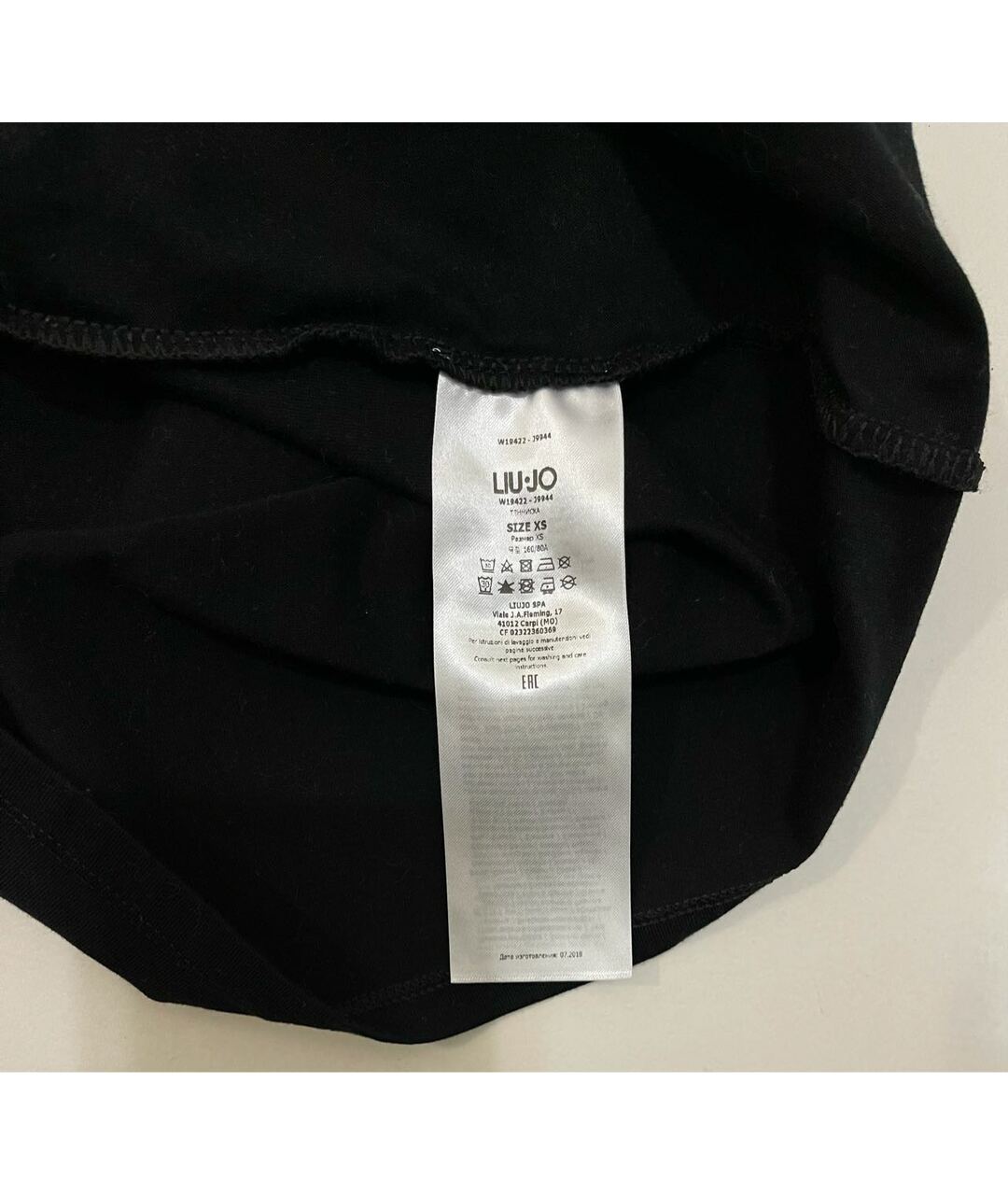 LIU JO Черная хлопко-эластановая футболка, фото 7