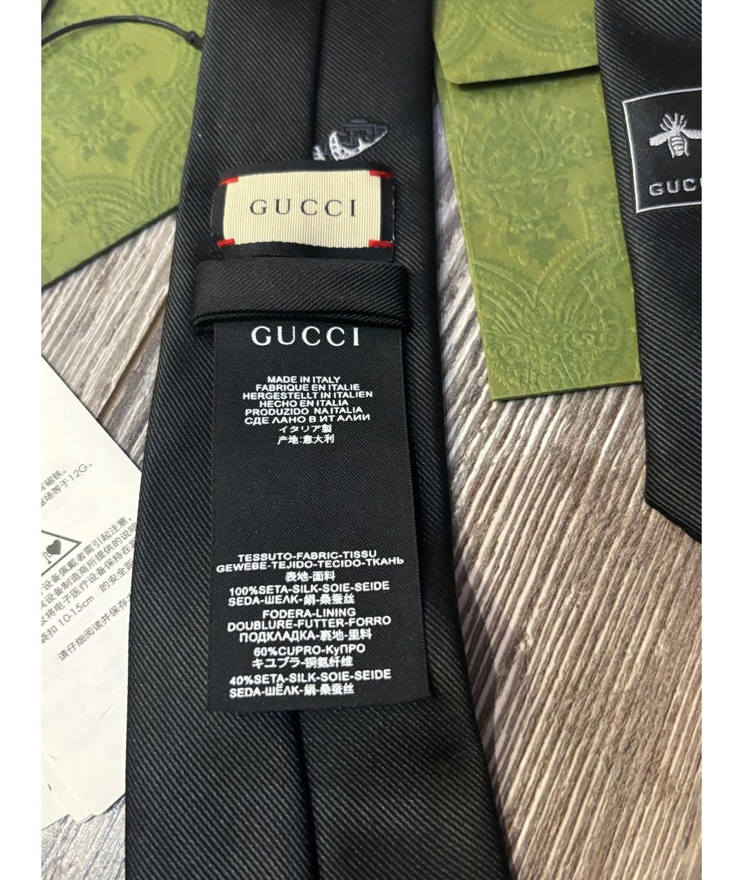 GUCCI Черный шелковый галстук, фото 7