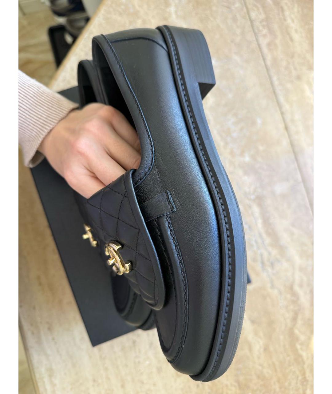 CHANEL Черные кожаные лоферы, фото 7