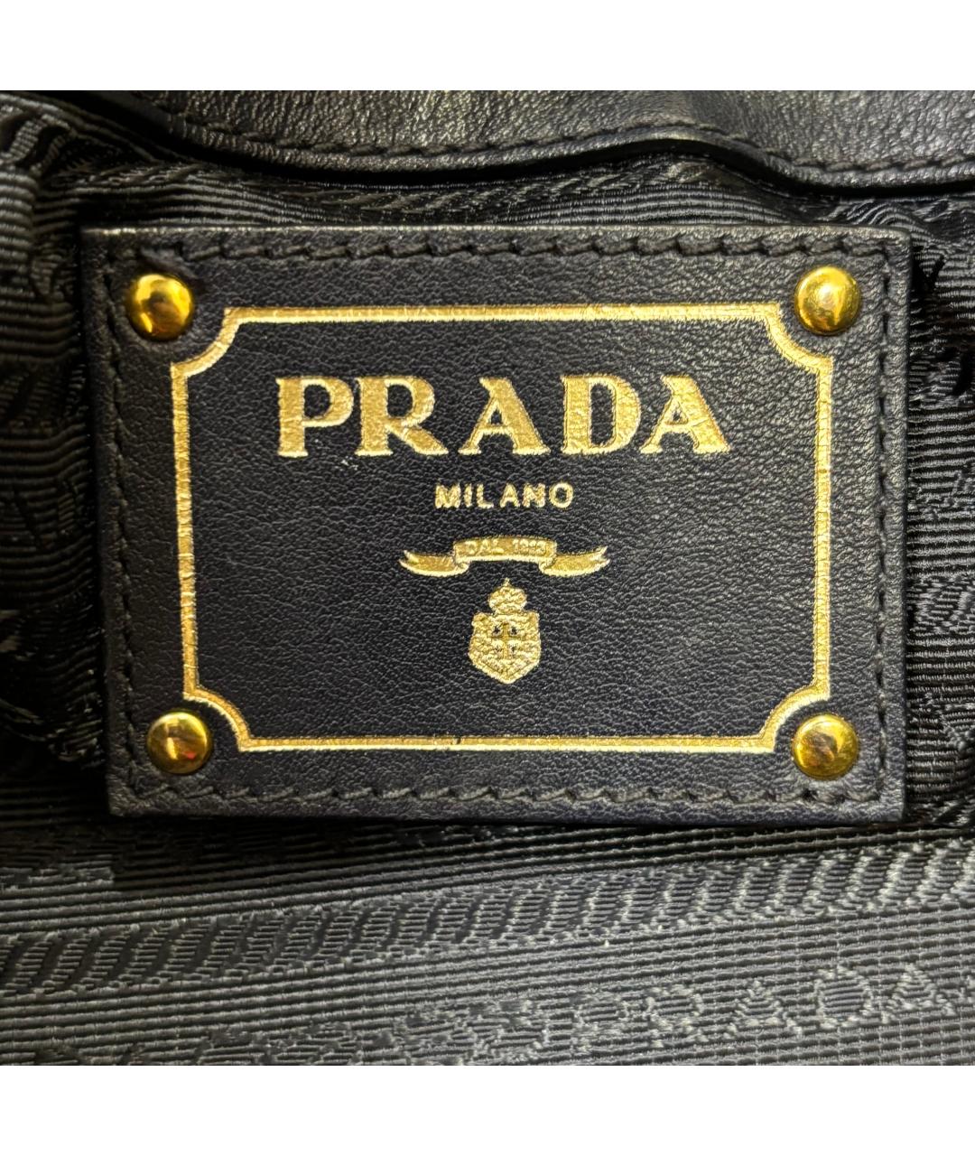 PRADA Черная кожаная сумка тоут, фото 5