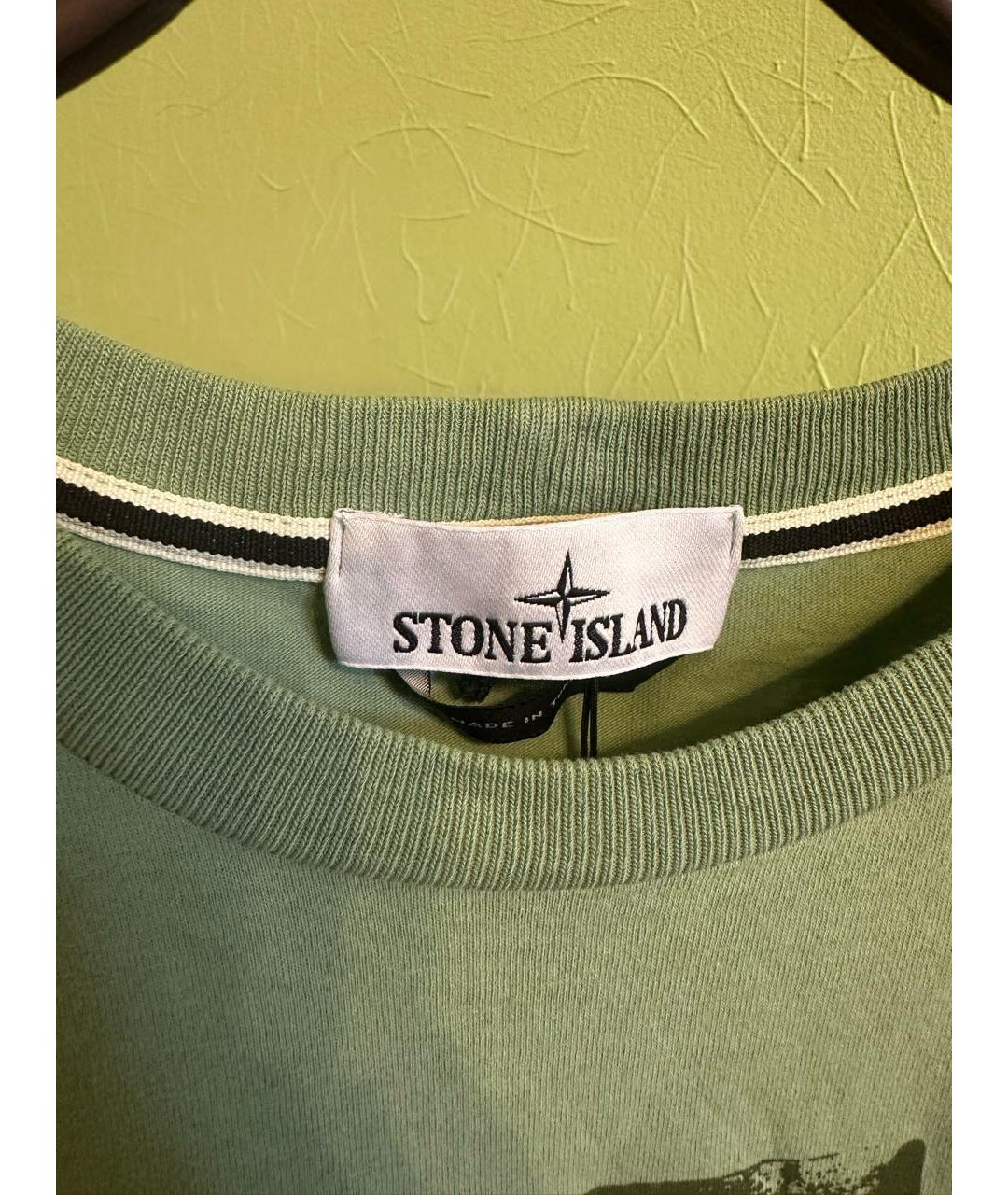 STONE ISLAND Хаки хлопковая футболка, фото 3