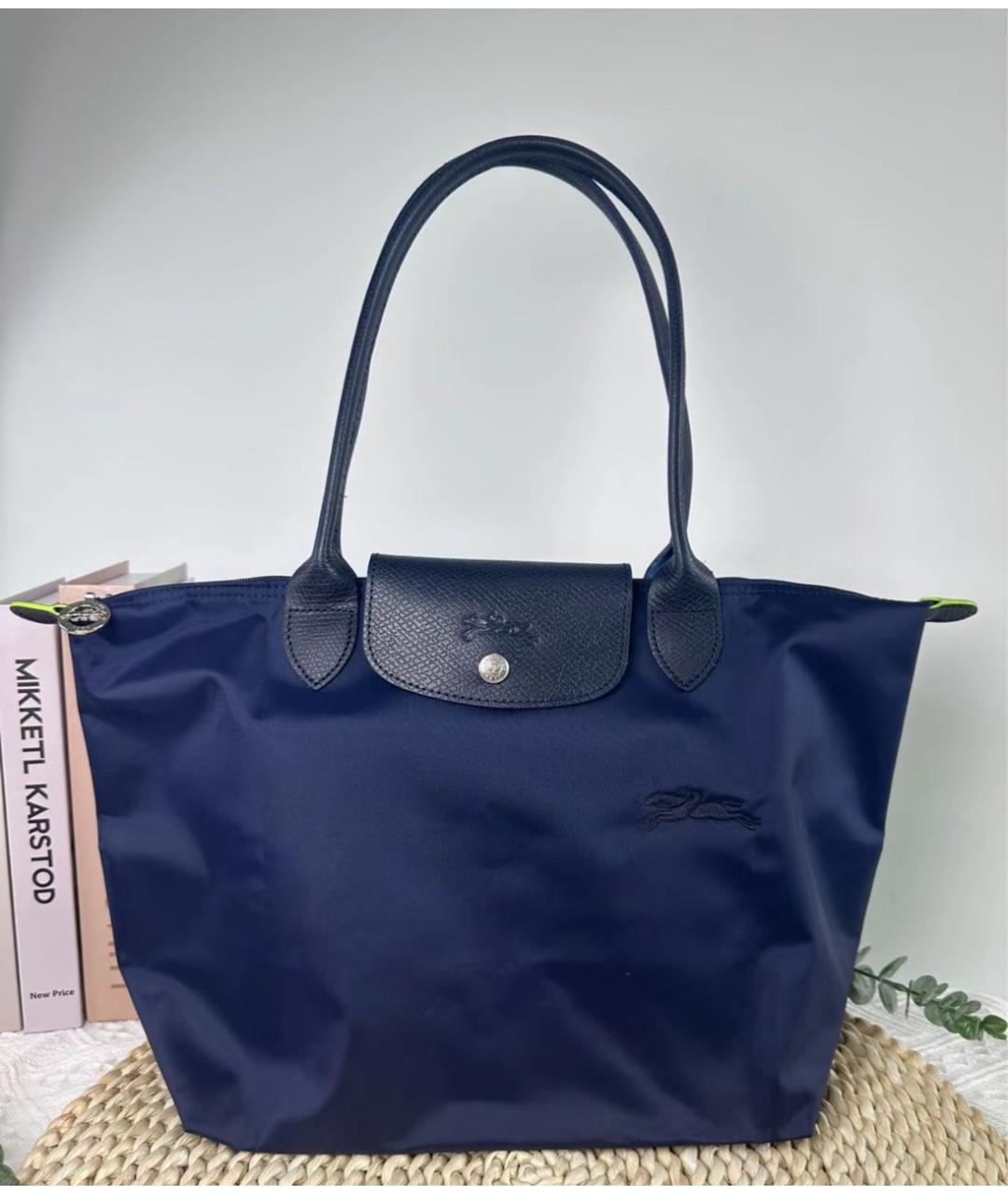 LONGCHAMP Темно-синяя жаккардовая сумка тоут, фото 3