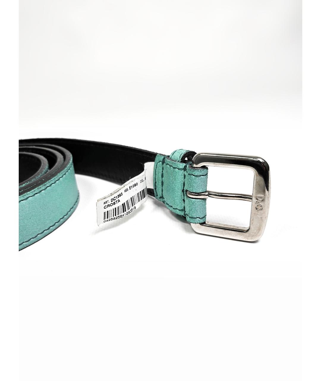 DOLCE&GABBANA Голубой кожаный ремень, фото 4