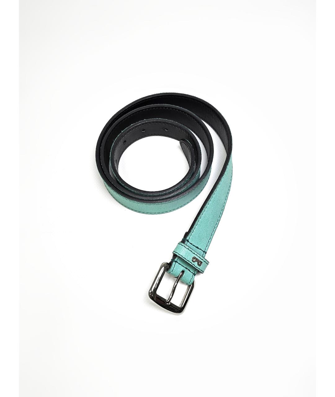 DOLCE&GABBANA Голубой кожаный ремень, фото 2