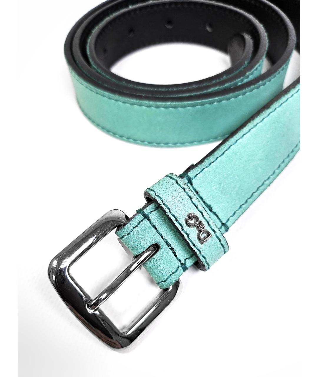 DOLCE&GABBANA Голубой кожаный ремень, фото 3