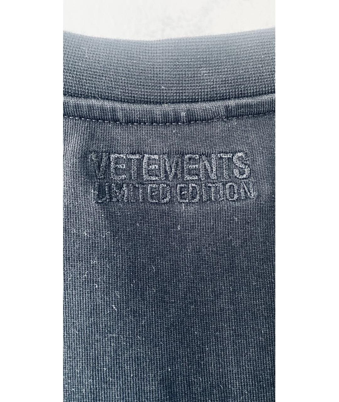 VETEMENTS Черная хлопковая футболка, фото 3