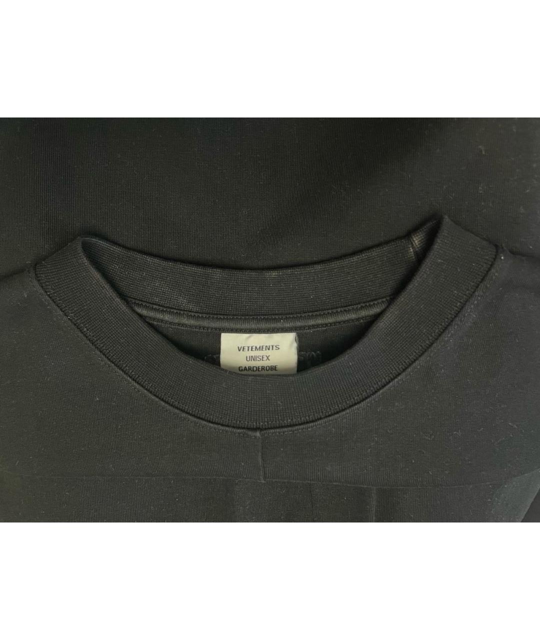 VETEMENTS Черная хлопковая футболка, фото 7