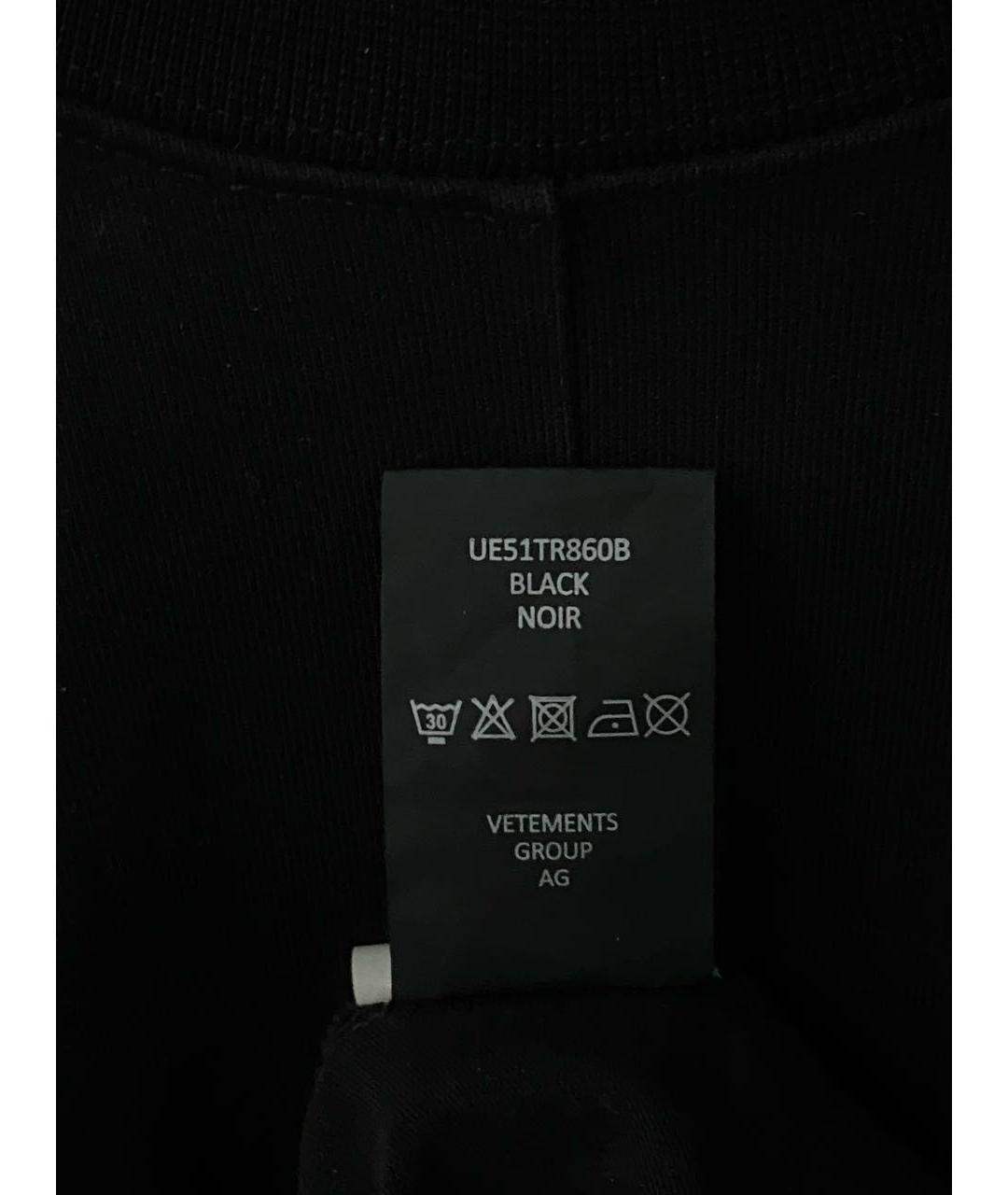 VETEMENTS Черная хлопковая футболка, фото 5