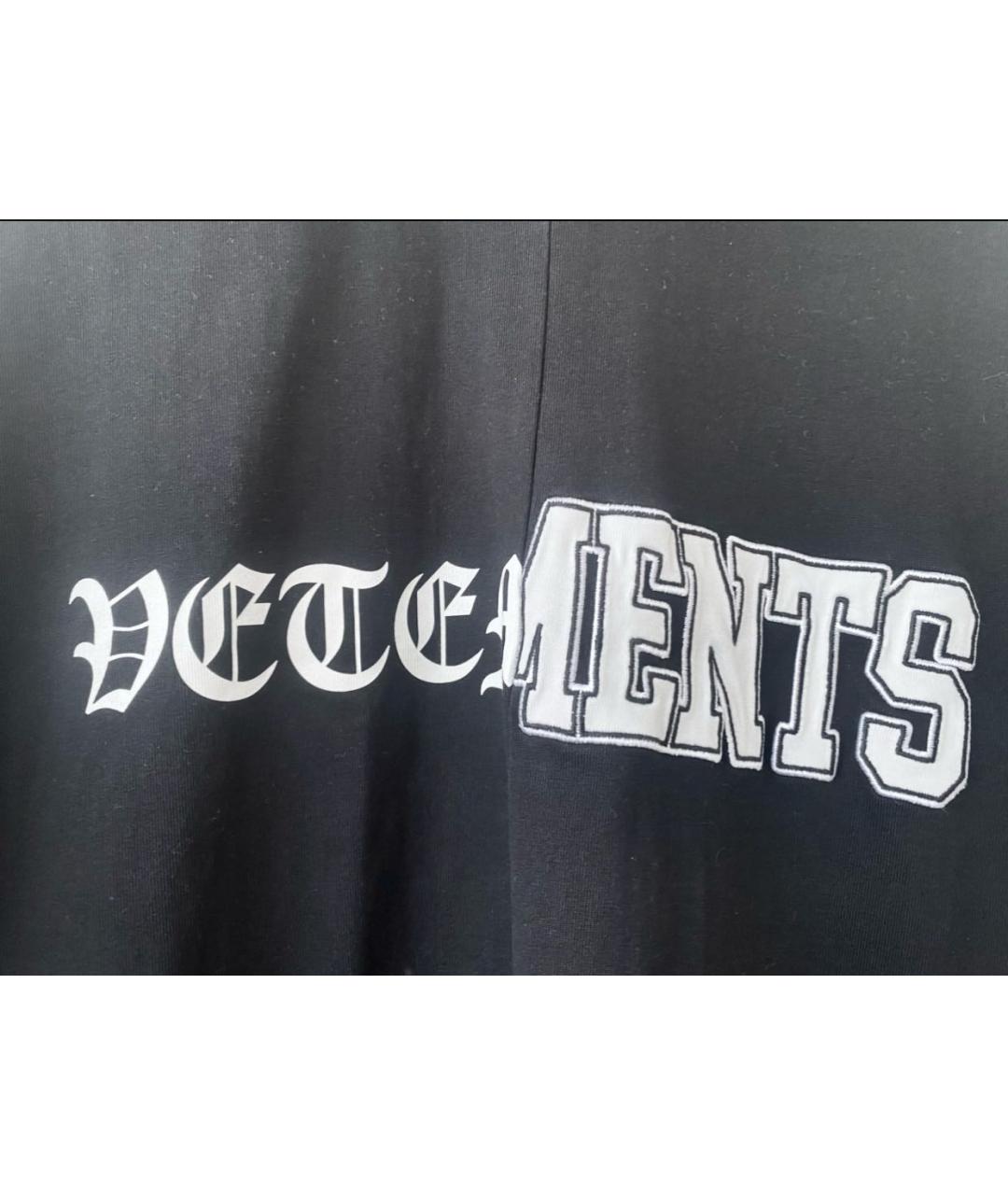 VETEMENTS Черная хлопковая футболка, фото 2