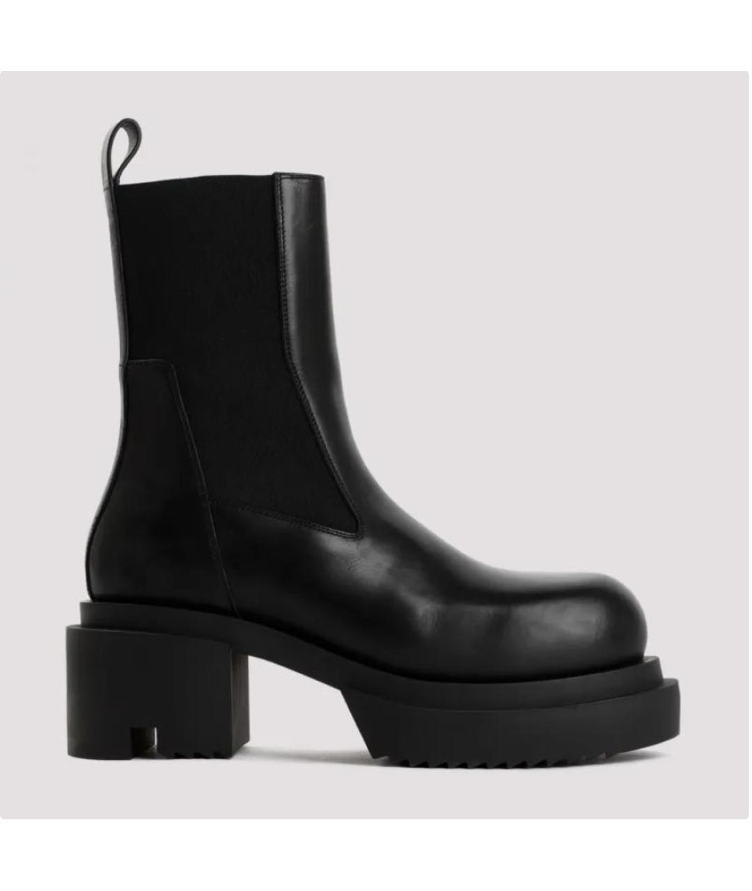RICK OWENS Черные кожаные высокие ботинки, фото 1