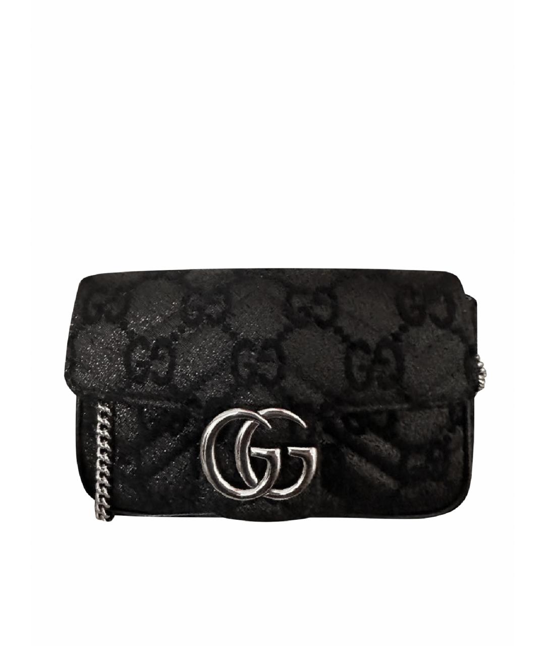 GUCCI Черная жаккардовая сумка через плечо, фото 1