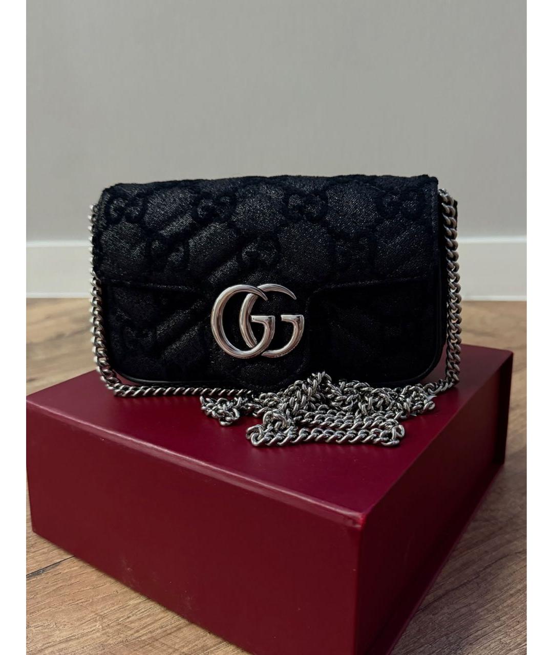 GUCCI Черная жаккардовая сумка через плечо, фото 3