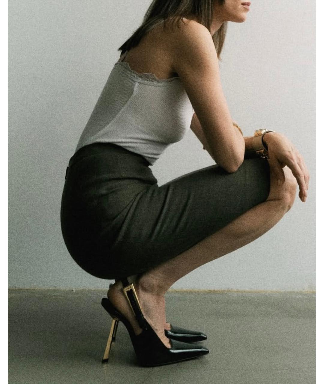 SAINT LAURENT Черные кожаные туфли, фото 4