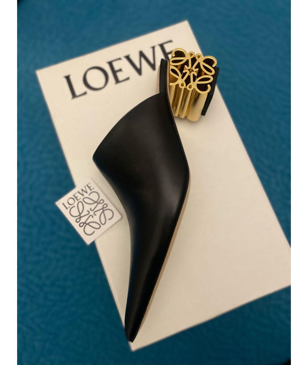 LOEWE Черные кожаные мюли, фото 9