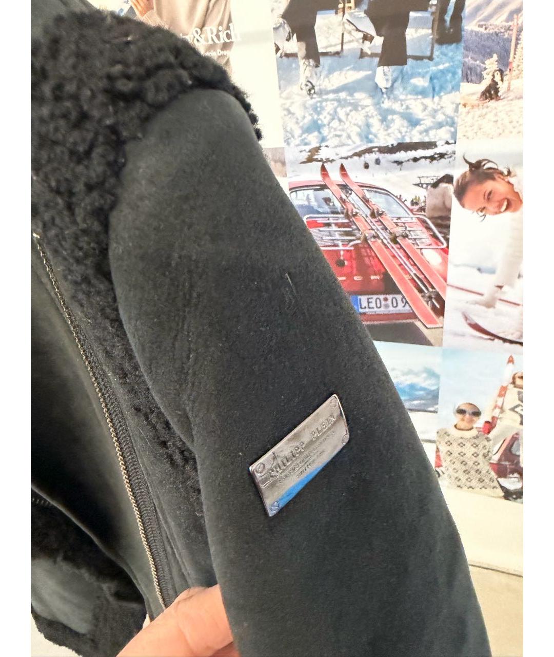 PHILIPP PLEIN Черная меховая дубленка, фото 8