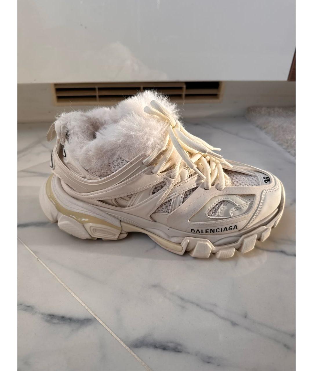 BALENCIAGA Белые кожаные кроссовки, фото 4