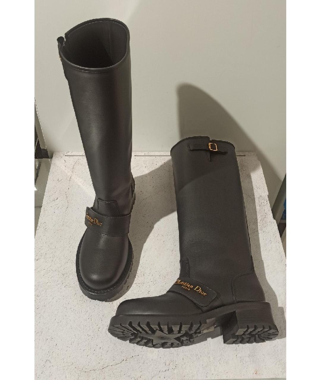 CHRISTIAN DIOR Черные кожаные сапоги, фото 5