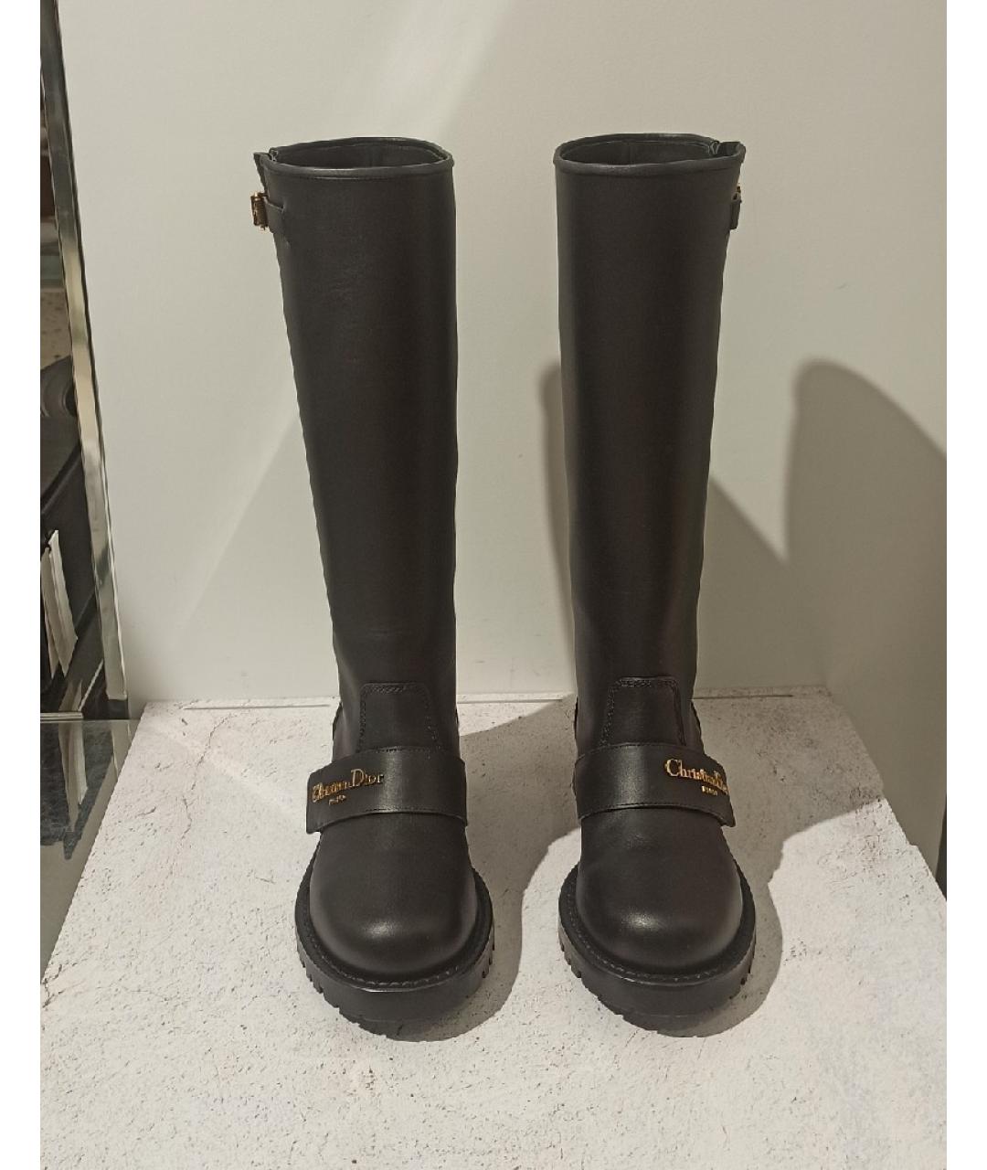 CHRISTIAN DIOR Черные кожаные сапоги, фото 3