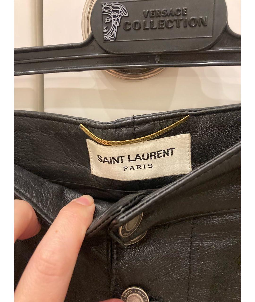 SAINT LAURENT Черные кожаные шорты, фото 3