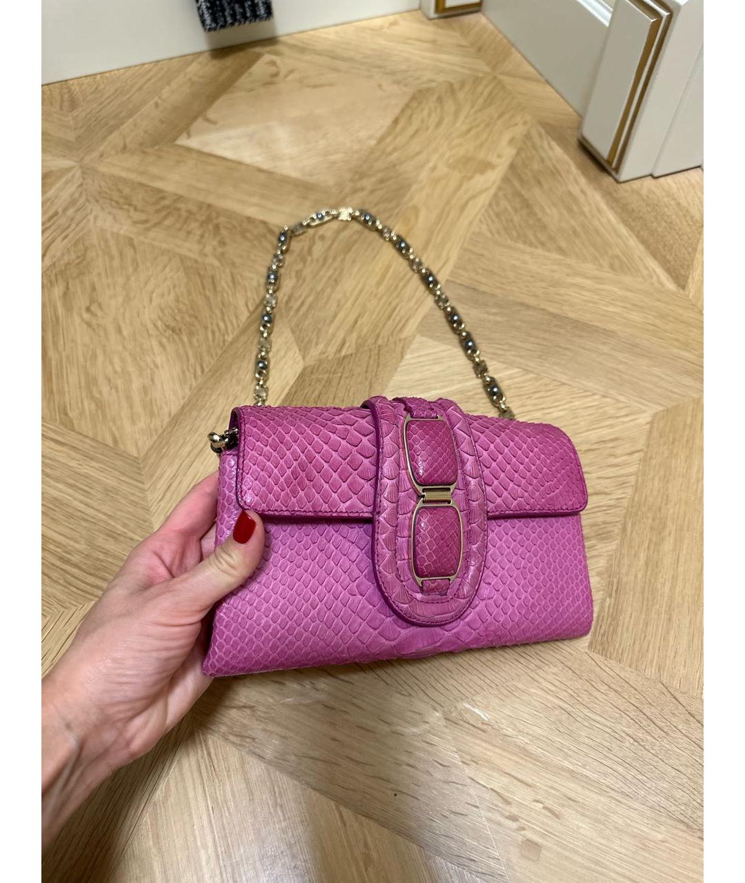 CELINE Розовая сумка через плечо из экзотической кожи, фото 2