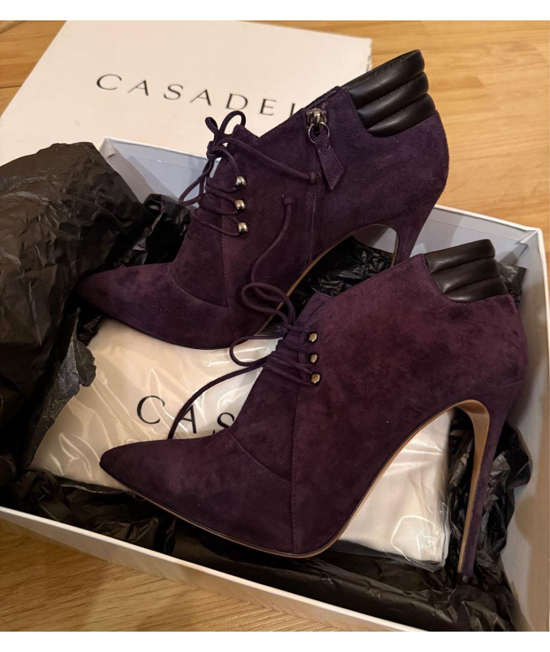 CASADEI Фиолетовые замшевые ботильоны, фото 8