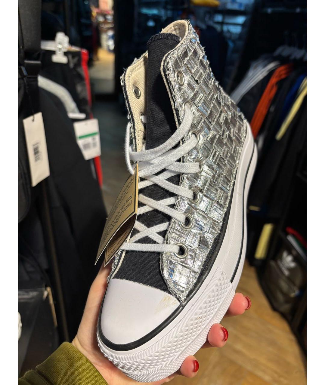 CONVERSE Серебряные кожаные кеды, фото 2