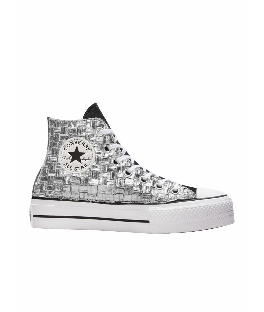 CONVERSE Серебряные кожаные кеды, фото 1