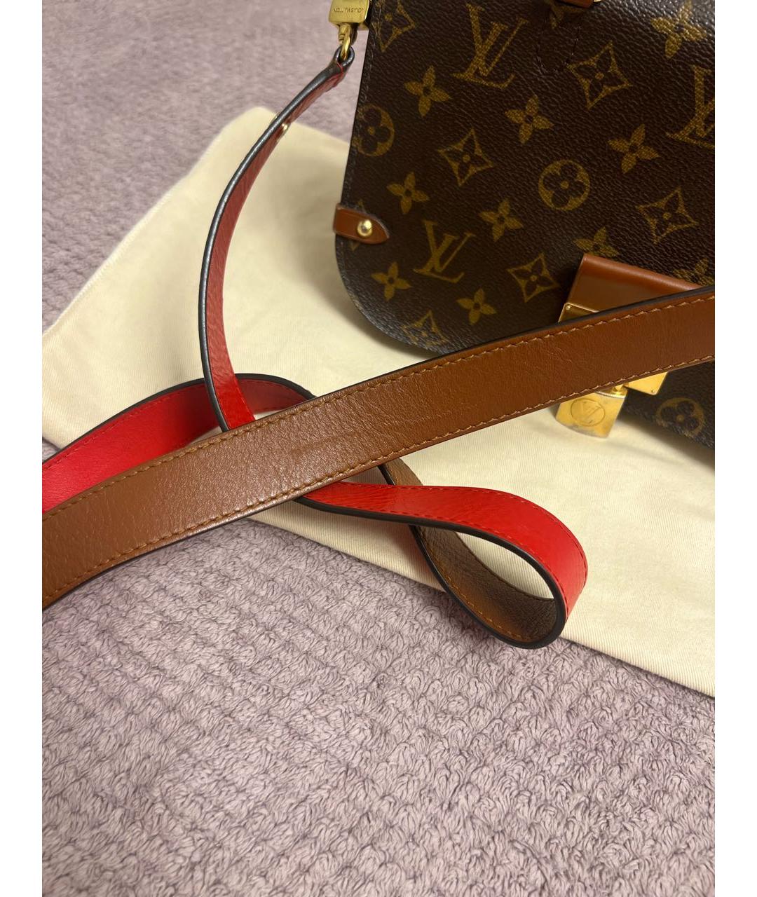 LOUIS VUITTON Коричневая кожаная сумка через плечо, фото 8