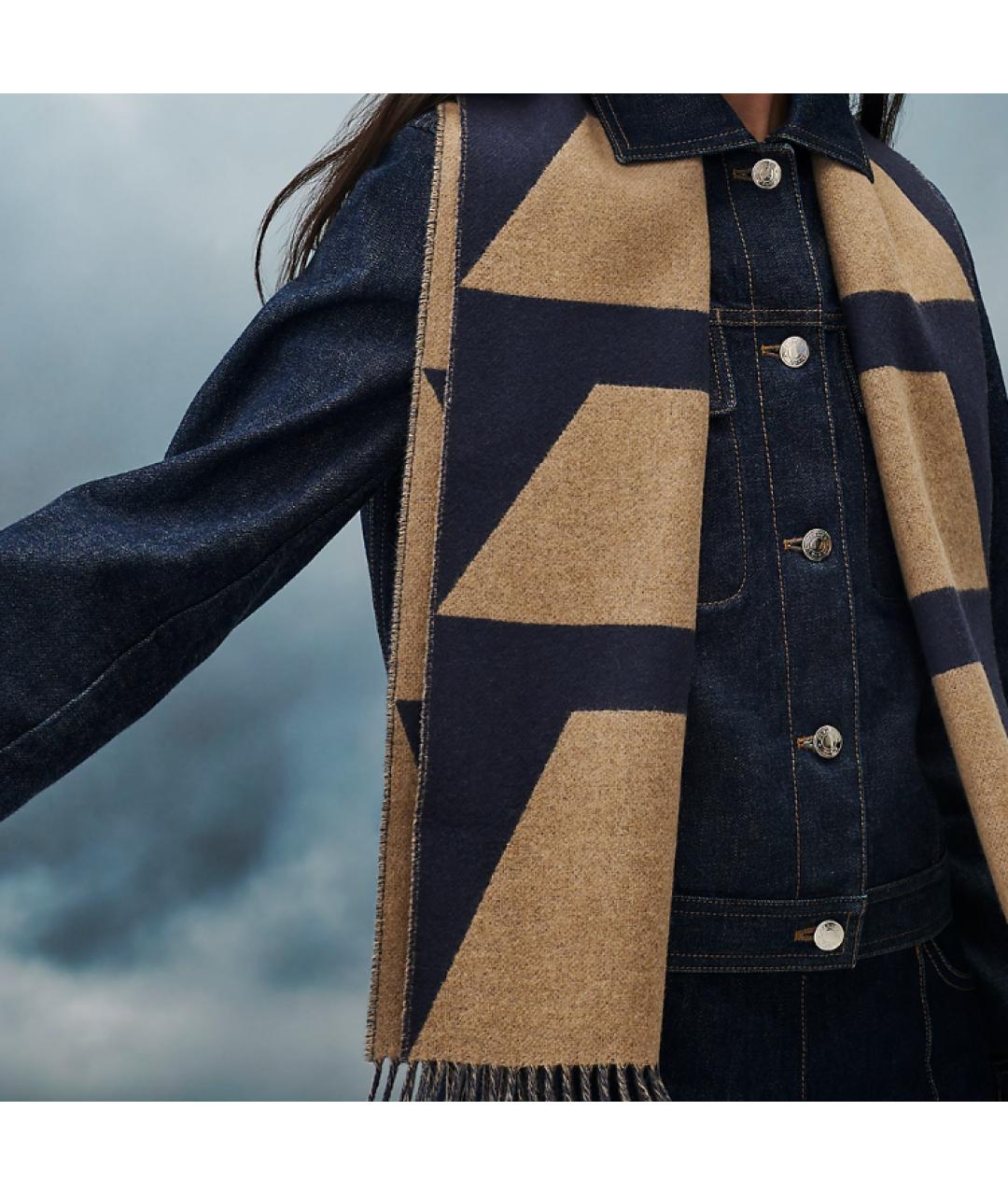 HERMES Бежевый кашемировый шарф, фото 2