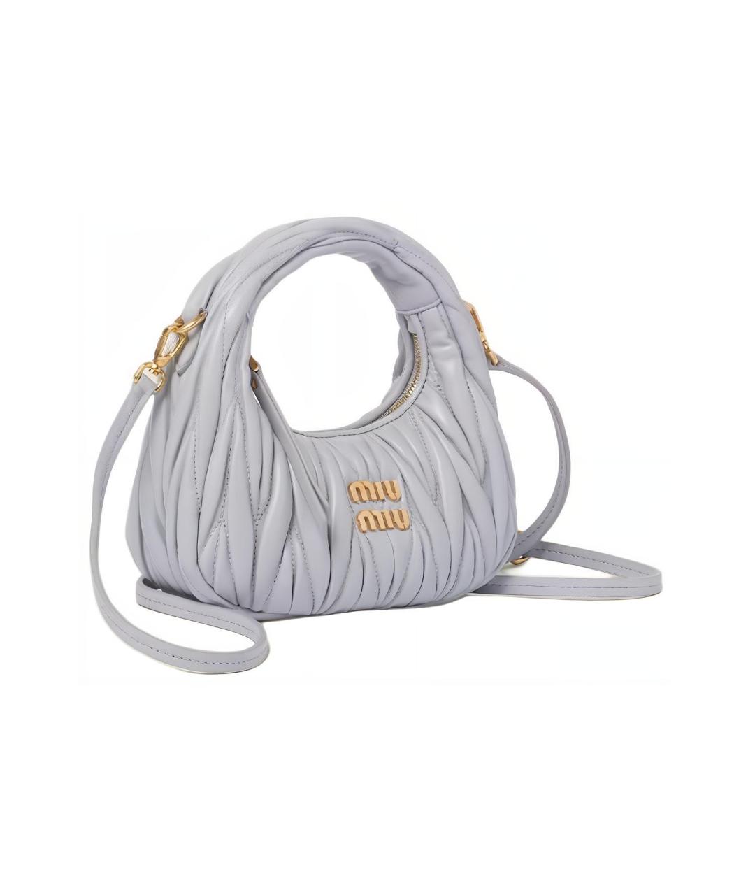 MIU MIU Серая кожаная сумка через плечо, фото 2